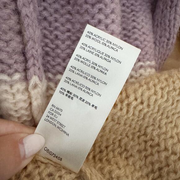 FREE PEOPLE Oslo Knit Duster Cardigan Sweater Mauve Striped XS OB1072458 - Picture 9 of 9